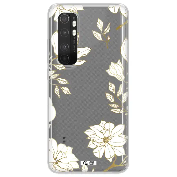 Golden And White Flower Xiaomi Mi Note 10 Lite Clear TPU Case