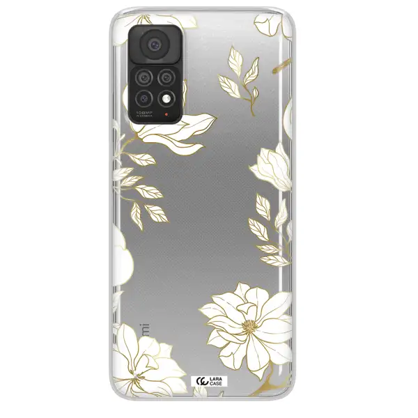 Golden And White Flower Xiaomi Note 11 Pro Clear TPU Case