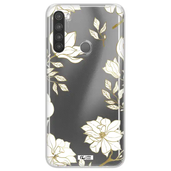 Golden And White Flower Xiaomi Note 8 Clear TPU Case