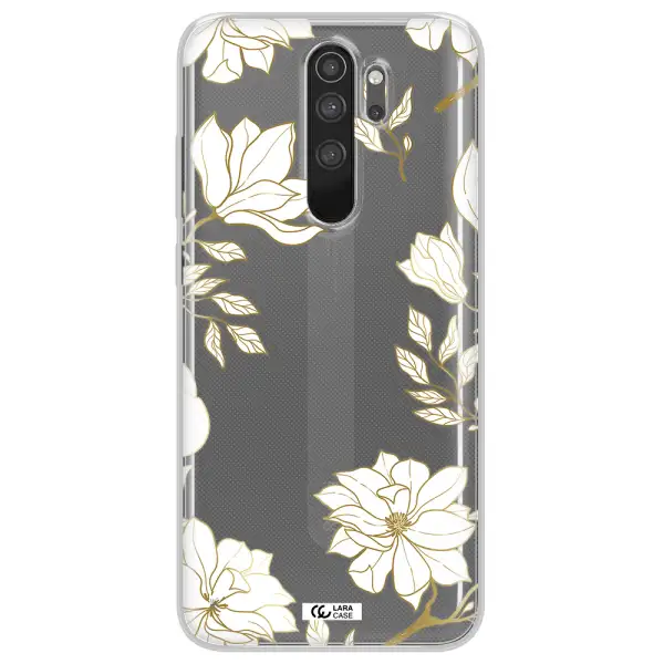 Golden And White Flower Xiaomi Note 8 Pro Clear TPU Case