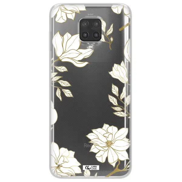 Golden And White Flower Xiaomi Note 9 Pro Clear TPU Case
