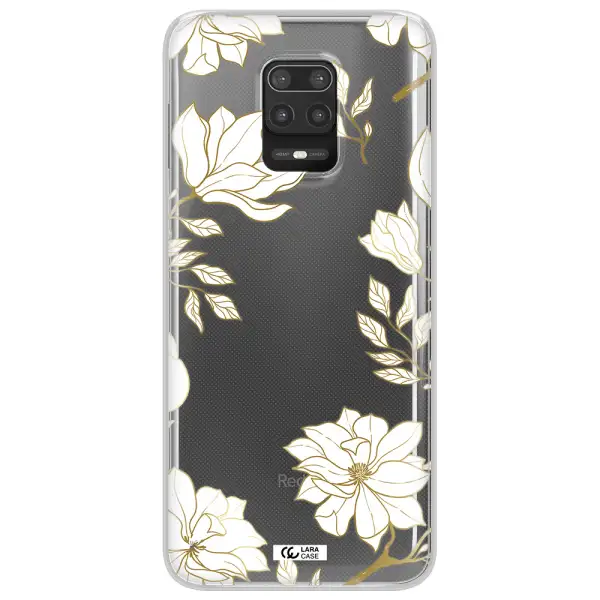 Golden And White Flower Xiaomi Note 9S Clear TPU Case