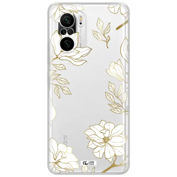 Golden And White Flower Xiaomi Poco F3 Clear Tpu Case