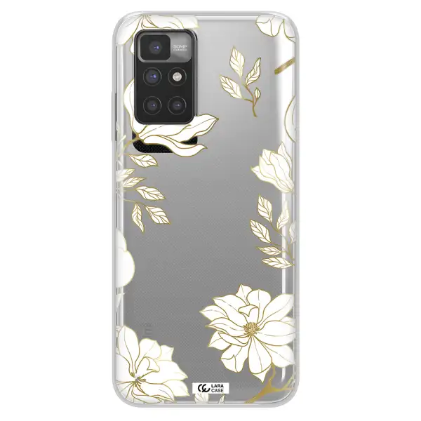 Golden And White Flower Xiaomi Redmi 10 Clear TPU Case
