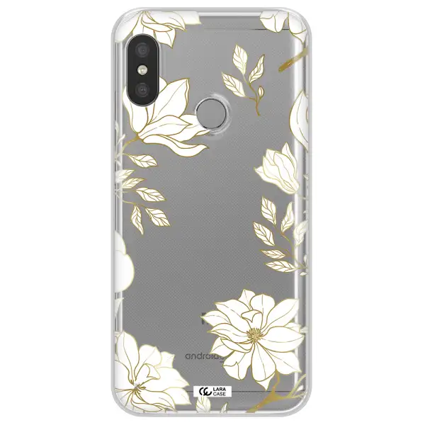 Golden And White Flower Xiaomi Redmi 6 Pro Clear TPU Case