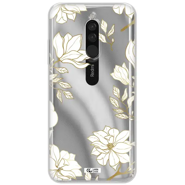 Golden And White Flower Xiaomi Redmi 8 Clear Tpu Case