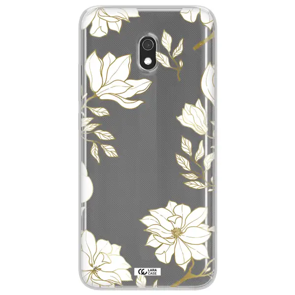 Golden And White Flower Xiaomi Redmi 8A Clear TPU Case