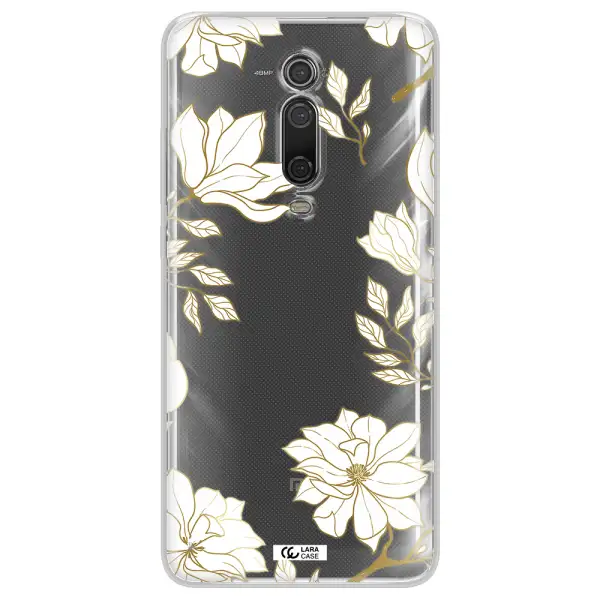 Golden And White Flower Xiaomi Redmi K20 Clear Tpu Case