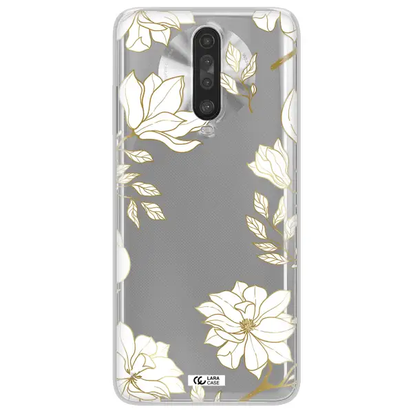 Golden And White Flower Xiaomi Redmi K30 Clear TPU Case