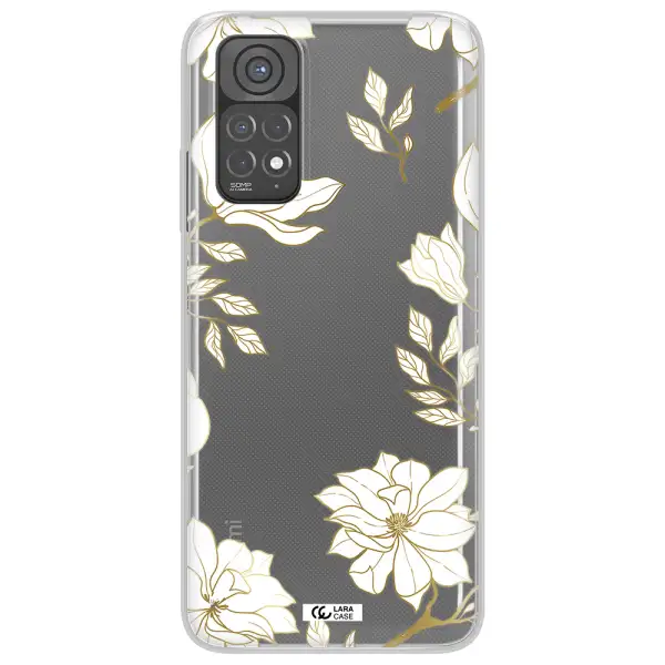 Golden And White Flower Xiaomi Redmi Note 11 Clear TPU Case