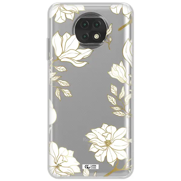 Golden And White Flower Xiaomi Redmi Note 9T Clear Tpu Case