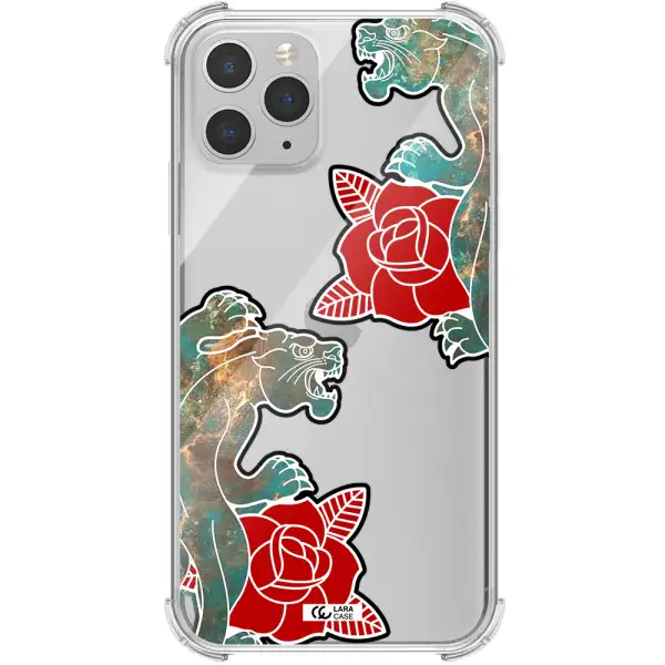 Black Panther Roses Apple iPhone 11 pro Clear PC Case
