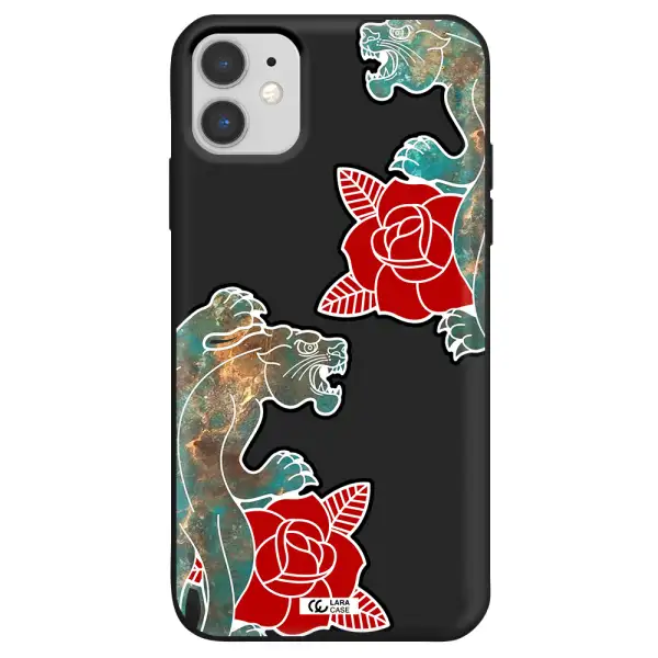 Black Panther Roses Apple iPhone 11 Silicone black Case