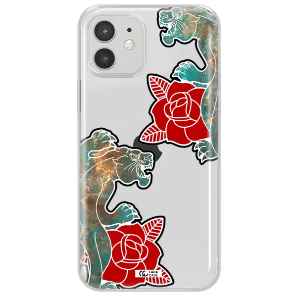Black Panther Roses Apple iPhone 12 Clear TPU Case
