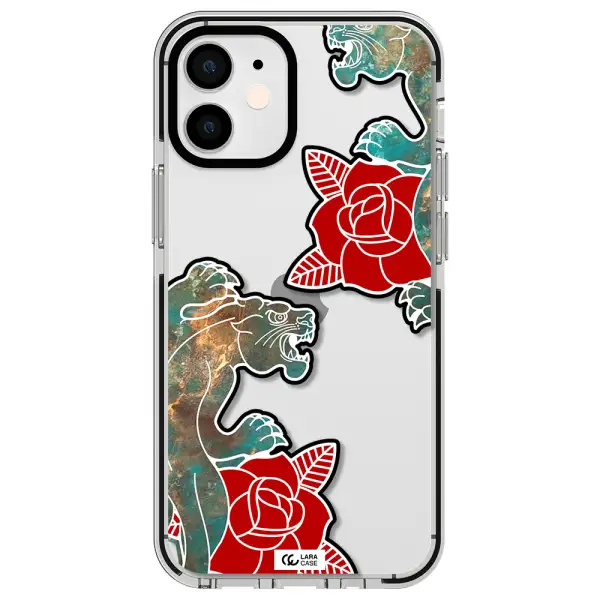 Black Panther Roses Apple iPhone 12 mini impact black border Case