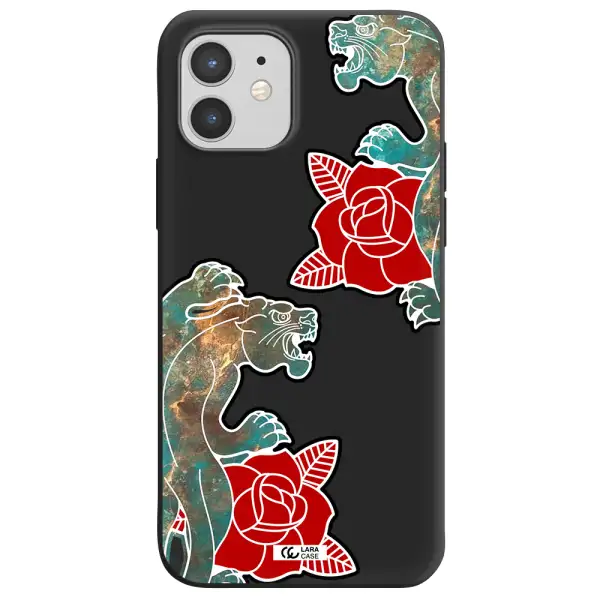 Black Panther Roses Apple iPhone 12 mini Silicone black Case