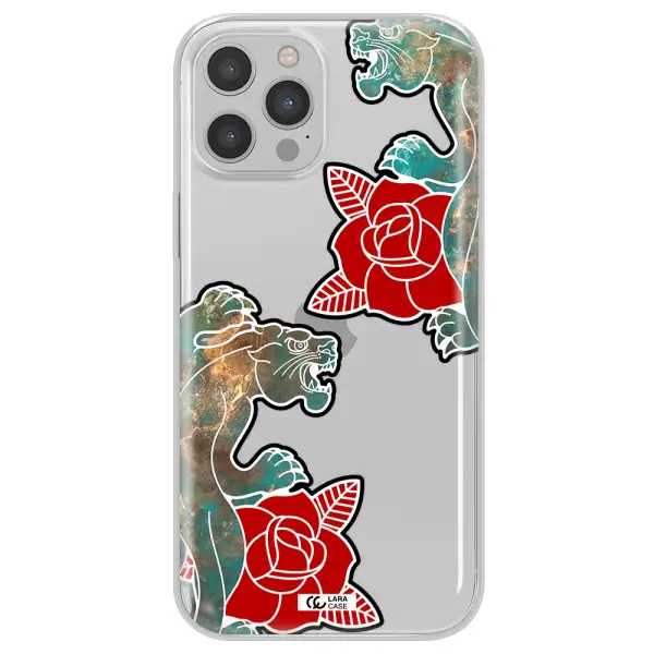 Black Panther Roses Apple iPhone 12 pro Clear TPU Case