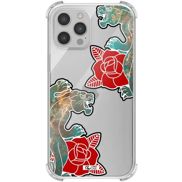 Black Panther Roses Apple iPhone 12 pro max Clear PC Case