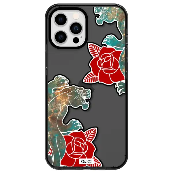 Black Panther Roses Apple iPhone 12 pro max impact Smoke Black Case