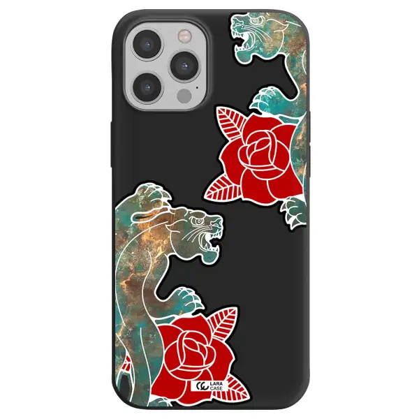 Black Panther Roses Apple iPhone 12 pro max Silicone black Case