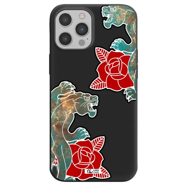 Black Panther Roses Apple iPhone 12 pro Silicone black Case