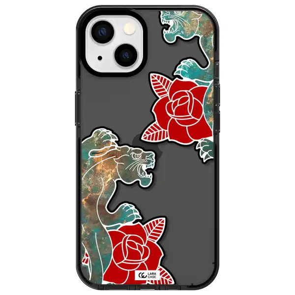 Black Panther Roses Apple iPhone 13 impact Smoke Black Case