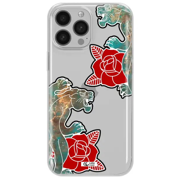 Black Panther Roses Apple iPhone 13 Pro Clear TPU Case