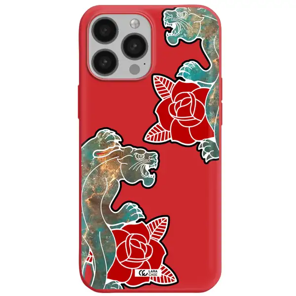Black Panther Roses Apple iPhone 13 Pro Max Silicone Imperial Red Case