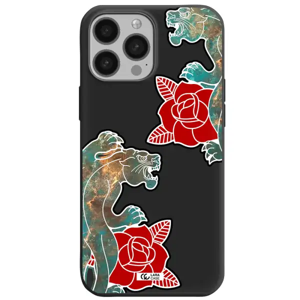 Black Panther Roses Apple iPhone 13 Pro Silicone black Case