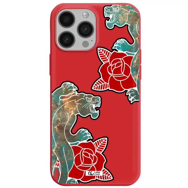 Black Panther Roses Apple iPhone 13 Pro Silicone Imperial Red Case