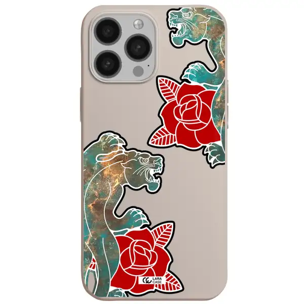 Black Panther Roses Apple iPhone 13 Pro Silicone Stone Case