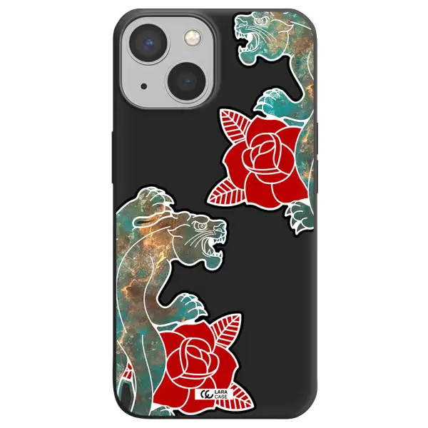 Black Panther Roses Apple iPhone 13 Silicone black Case