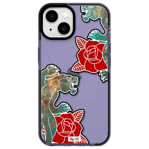 Black Panther Roses Apple iPhone 14 impact Lilac Case