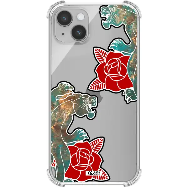 Black Panther Roses Apple iPhone 14 plus Clear PC Case