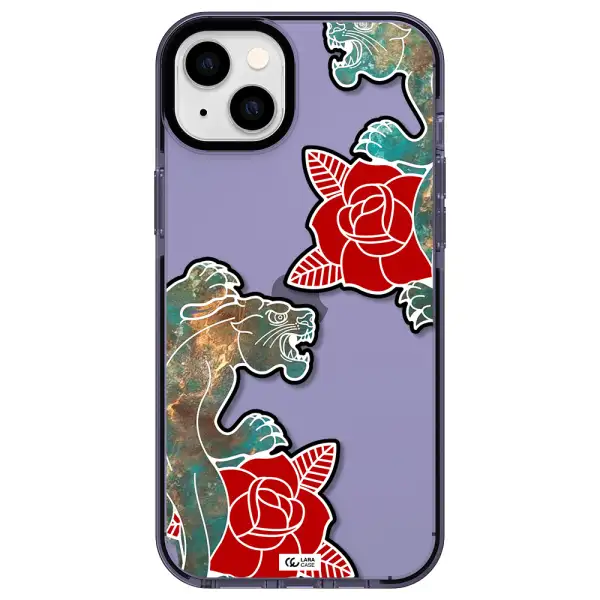 Black Panther Roses Apple iPhone 14 plus impact Lilac Case