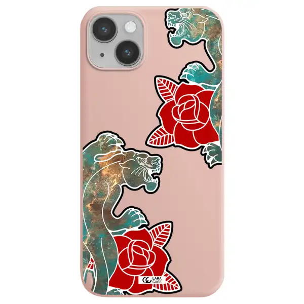 Black Panther Roses Apple iPhone 14 plus Silicone pastel pink Case