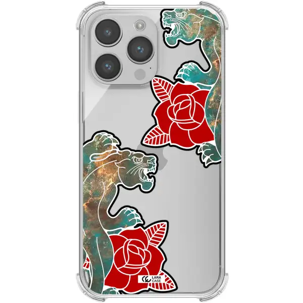 Black Panther Roses Apple iPhone 14 pro Clear PC Case