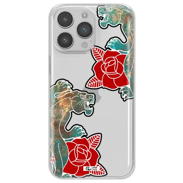 Black Panther Roses Apple iPhone 14 pro max Clear TPU Case