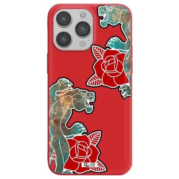 Black Panther Roses Apple iPhone 14 pro Silicone Imperial Red Case