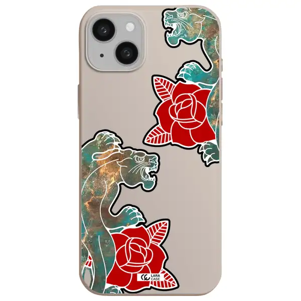 Black Panther Roses Apple iphone 15 plus Silicone Stone Case