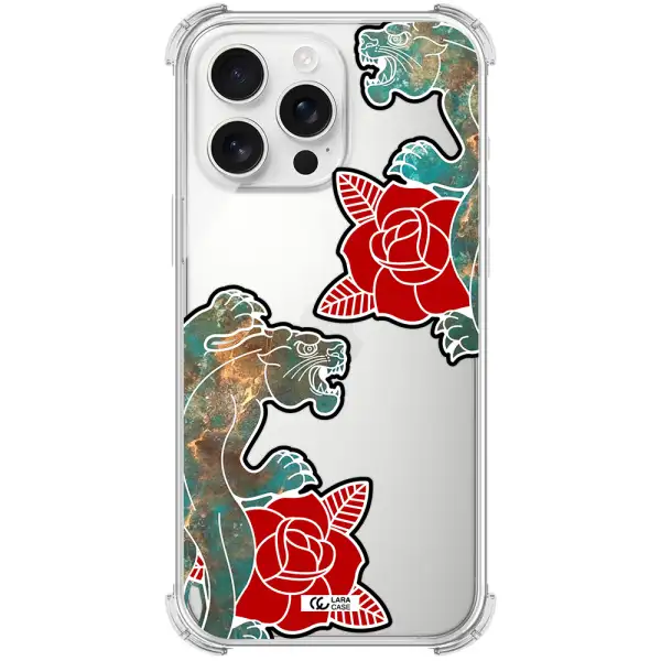 Black Panther Roses Apple Iphone 16 Pro Max Clear Pc Case