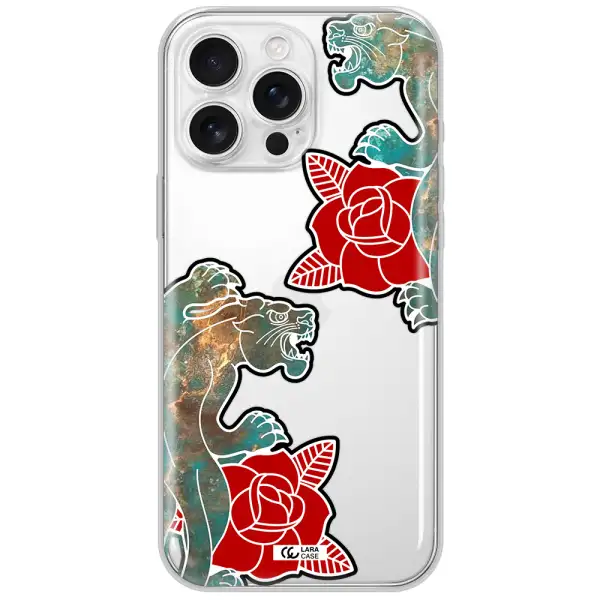 Black Panther Roses Apple Iphone 16 Pro Max Clear Tpu Case