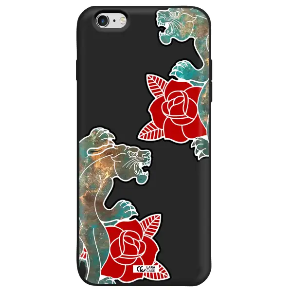 Black Panther Roses Apple iPhone 6 plus Silicone black Case