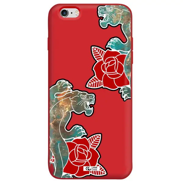 Black Panther Roses Apple iPhone 6 plus Silicone Imperial Red Case