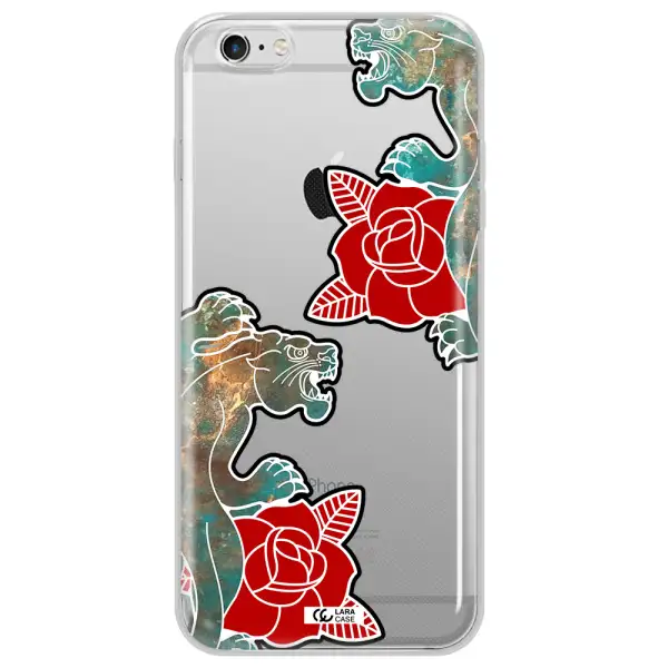 Black Panther Roses Apple iPhone 6 s plus Clear TPU Case