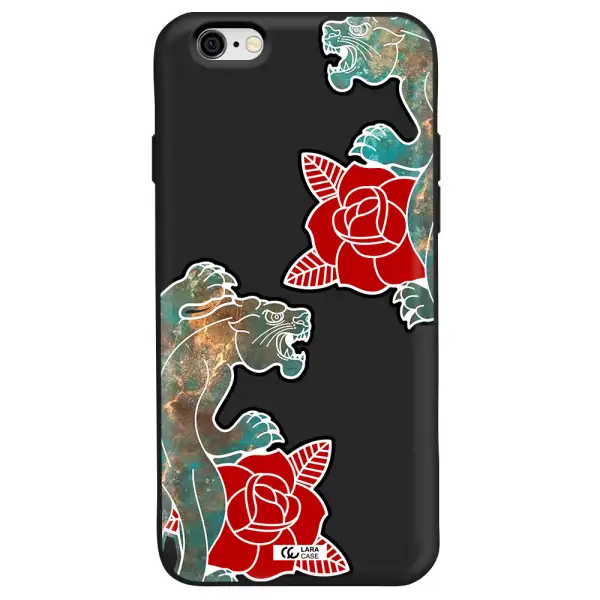 Black Panther Roses Apple iPhone 6 Silicone black Case