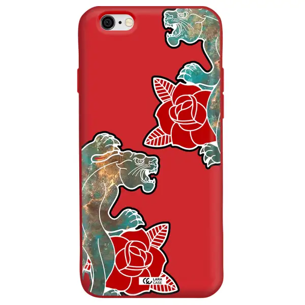 Black Panther Roses Apple iPhone 6 Silicone Imperial Red Case