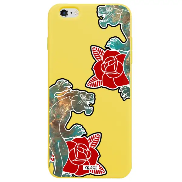 Black Panther Roses Apple iPhone 6S Silicone canary yellow Case
