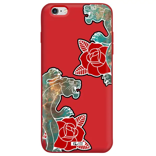 Black Panther Roses Apple iPhone 6S Silicone Imperial Red Case