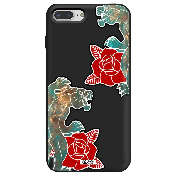 Black Panther Roses Apple iPhone 7 plus Silicone black Case